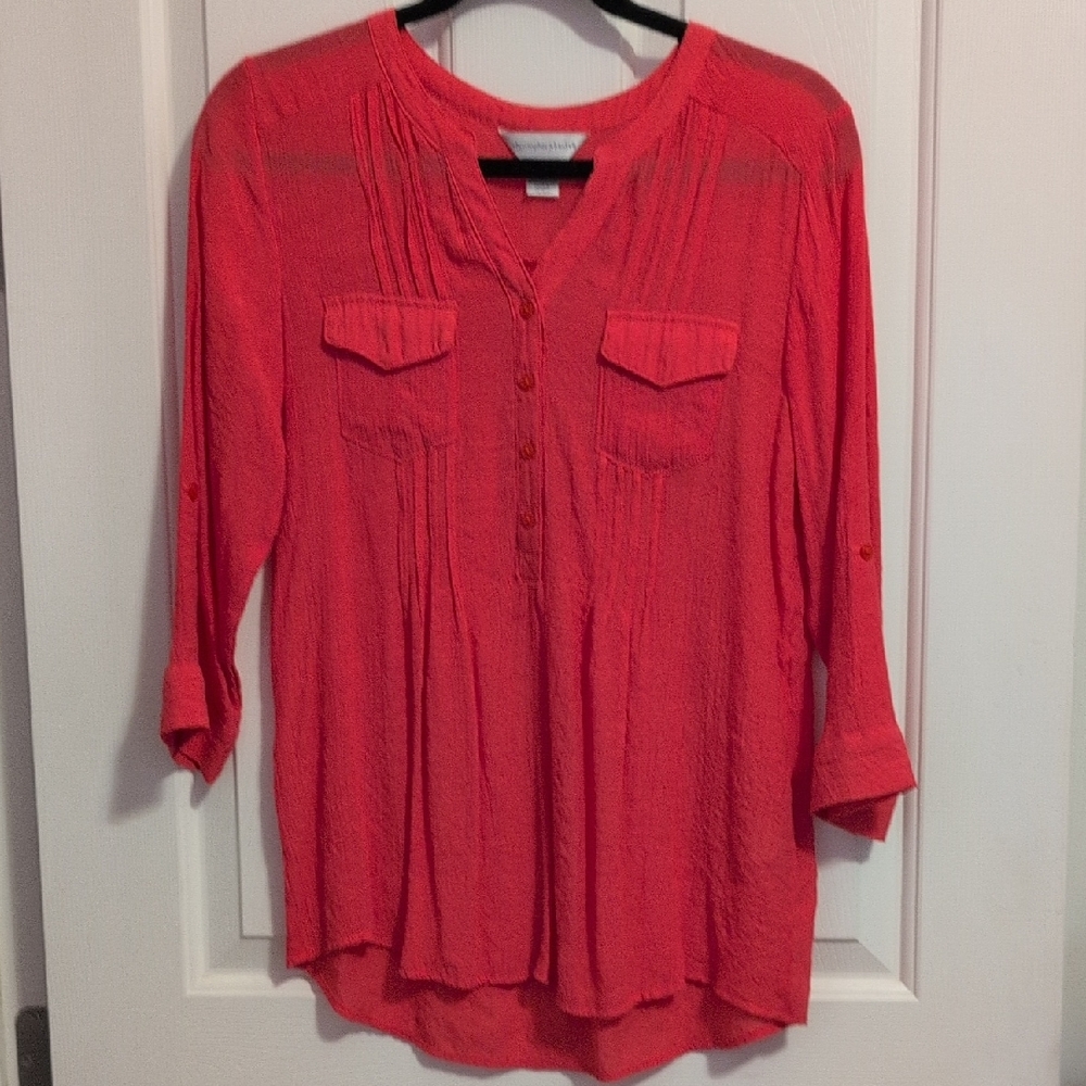 Christopher & Banks Vibrant Coral Blouse